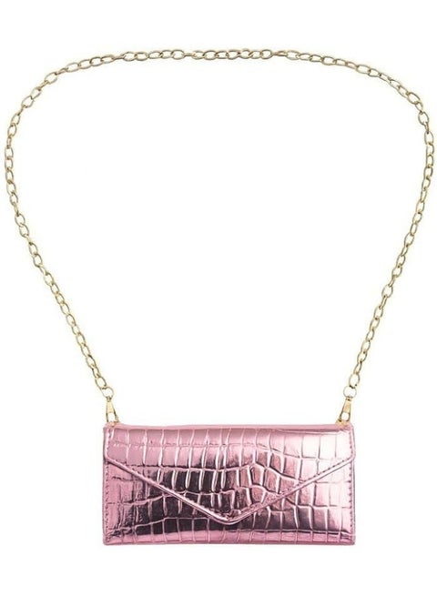 Women's envelope-style handbag with chain strap, crocodile-embossed leather, suitable for evenings, special occasions, and holidays.